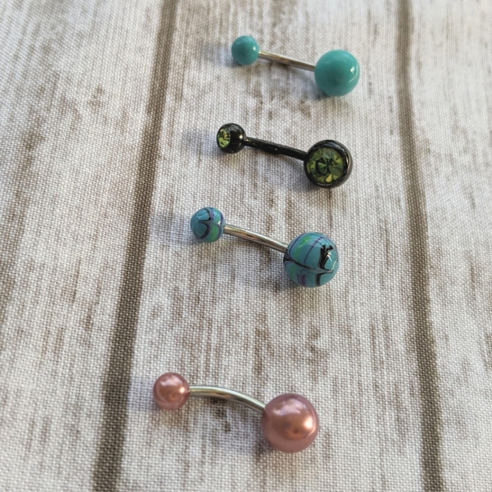 4pc Multi Color Belly Button Rings